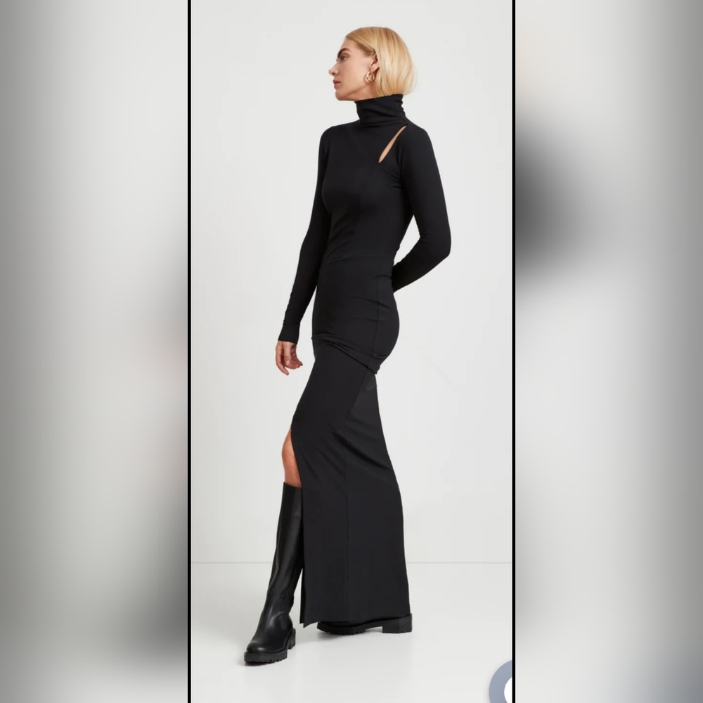 MARCELLA NYC Lorimer Sweatshirt Maxi Dress Black Sz L NWT